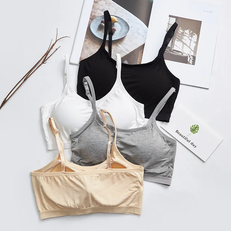 Simple Cotton Gathered Bra Women Adjustable Comfortable Bralette Wireless Fashion Gathered Sexy Underwear Push Up Brassiere