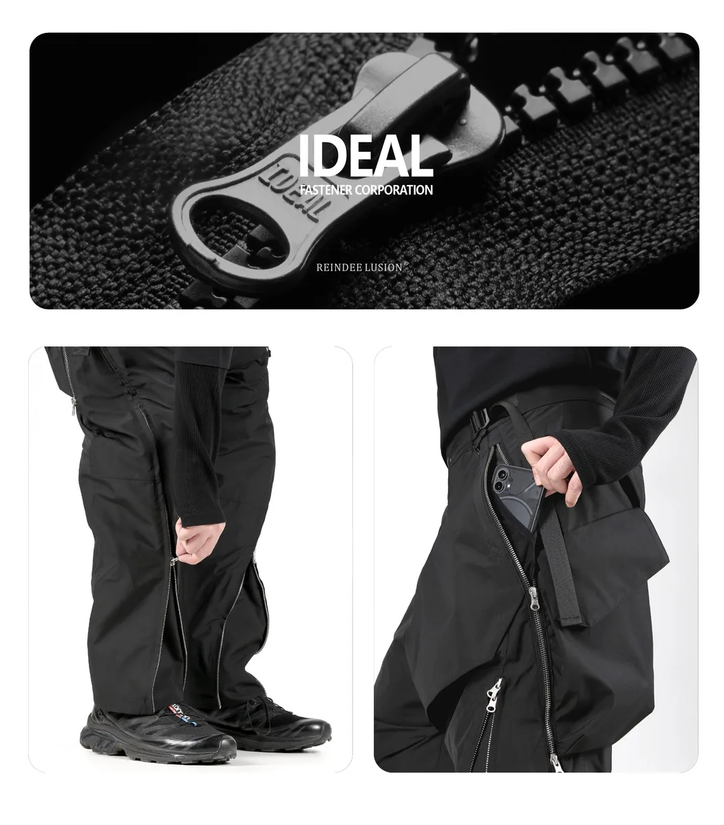 Reindee Lusion 22FW Multishape silver zipper cargo pants multiple pockets flexible adjustment techwear gorpcore