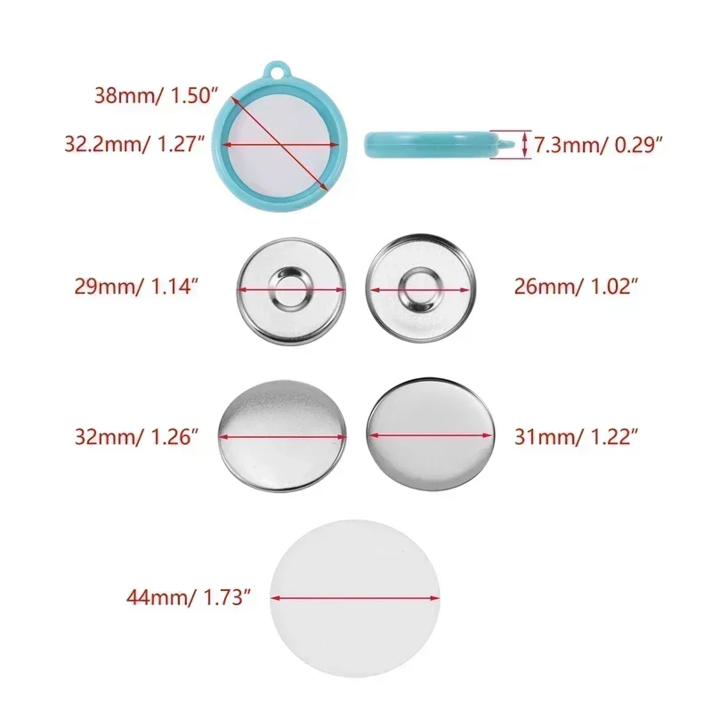 DIY Double-Side Key Ring Badge Button Making Parts 50PCS/Set 25mm 32mm 37mm Round Badge Keychain Pendant Materials