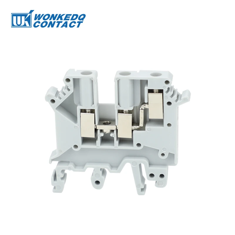 UK5-TW Double Connection One Side Screw Connection UK 5 Twin Termin Strip Wire Connector DIN Rail Terminal Block 10Pcs wire connectors din rail terminal block