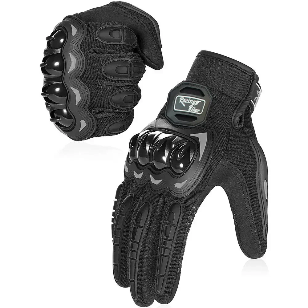Breathable Summer Motorcycle Riding Gloves with Hard Knuckle Protection and Touchscreen Capability