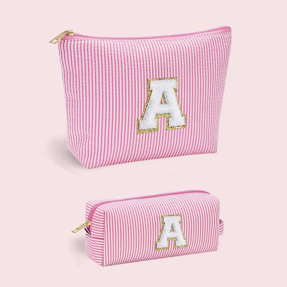 Makeup Pouch Waterproof Letter Cosmetic Storage Bags with Zipper Closure Capacity Makeup Organizer Pouches for Set of 2 Cosmetic 4