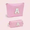 Makeup Pouch Waterproof Letter Cosmetic Storage Bags with Zipper Closure Capacity Makeup Organizer Pouches for Set of 2 Cosmetic 4