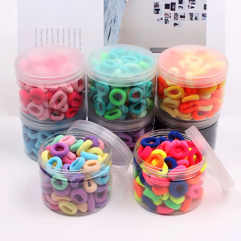 Pack Of 100 Korean Girl Gradient Color Seamless Hair Rope Color Hair Ring High Stretch Towel