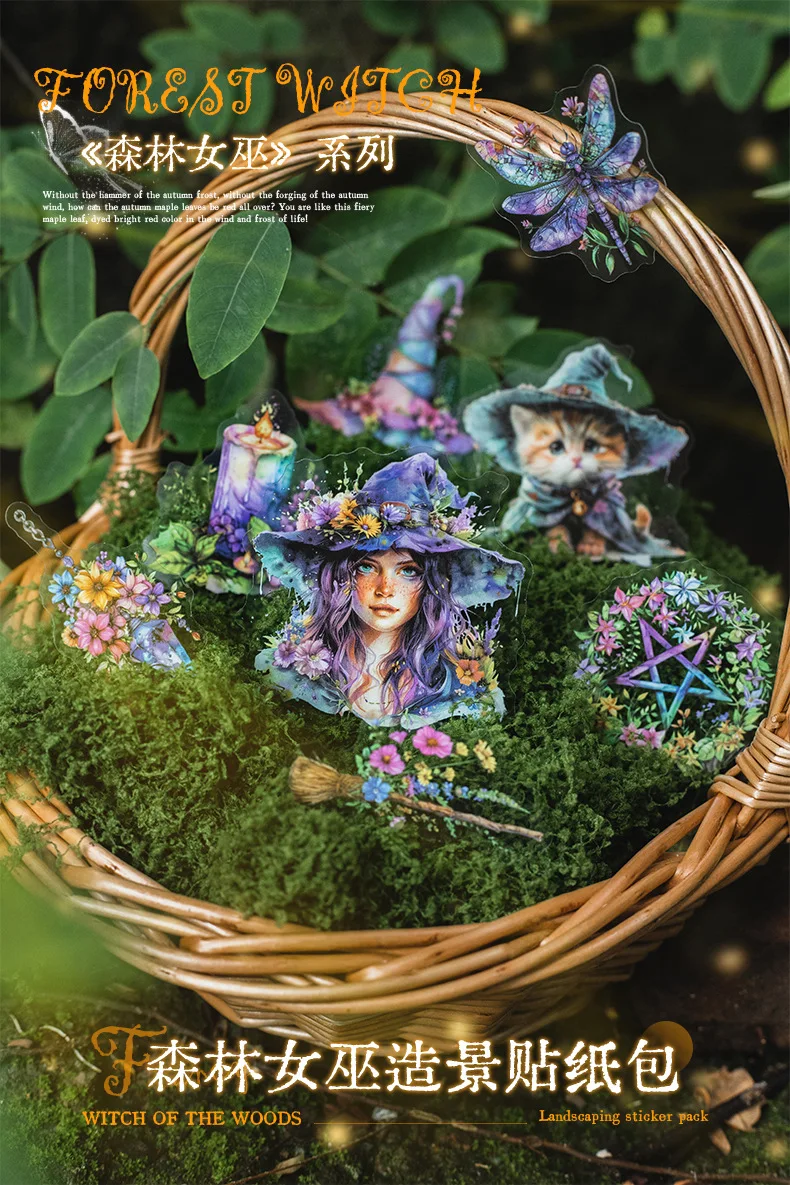 30pcs/lot Kawaii Stationery Stickers woodland witch Junk journaling stickers Planner Decorative Mobile Scrapbooking Supplies
