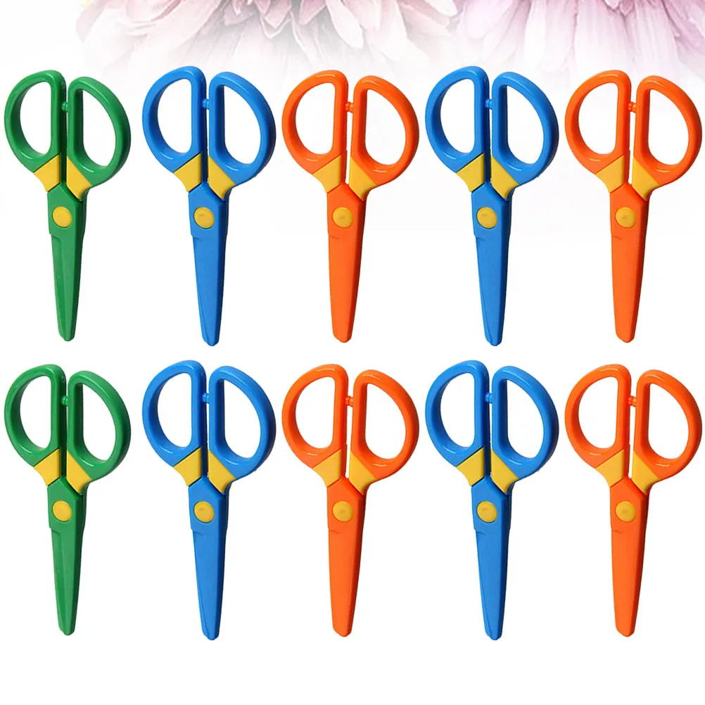 10Pcs 플라스틱 가위 DIY 스크랩북을위한 안전한 공예 가위 세트 수제 종이 절단 도구 경량 휴대용
