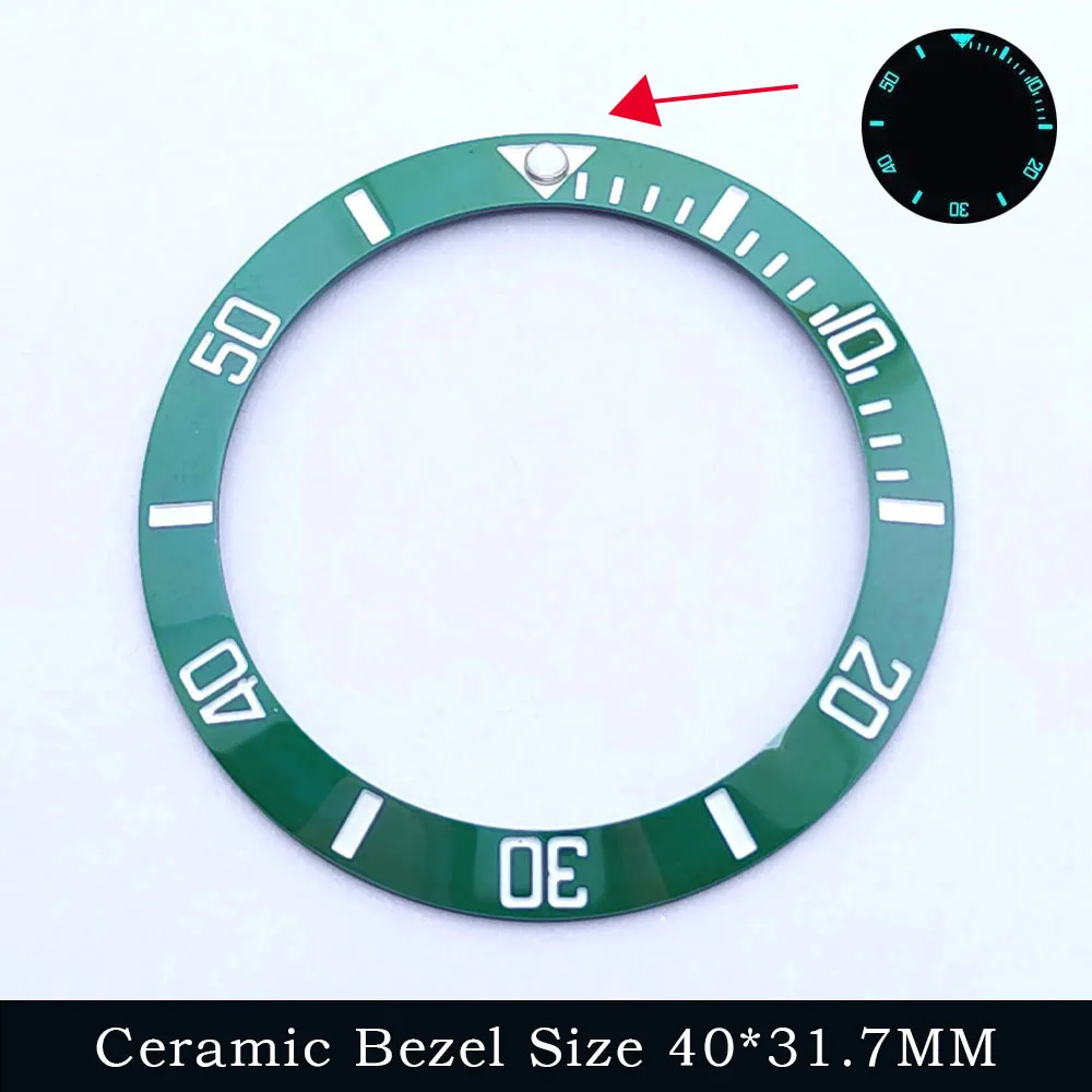 Elegant Sloping Blue-Green Luminous Ceramic Bezel Insert