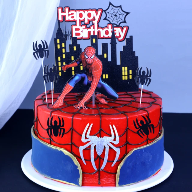 1set Spiderman Theme Cake Decoration Cake Toppers Super Hero Paper ...