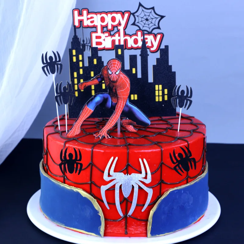 1Set-Spiderman-Dekorasi-Kue-Tema-Toppers-Kue-Super-Hero-Kertas-Cupcake