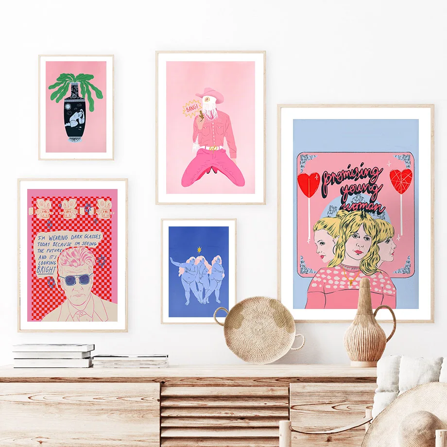 Ковбой Дэвид Боуи богиня Греция феминизм Кейт Буш настенная живопись на холсте