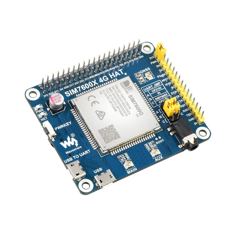 유럽, 동남아시아, 서아시아, 아프리카용 SIM7600E-H 4G HAT, 라즈베리 파이용 SIM7600 GSM / GPRS / GNSS HAT, LTE CAT4