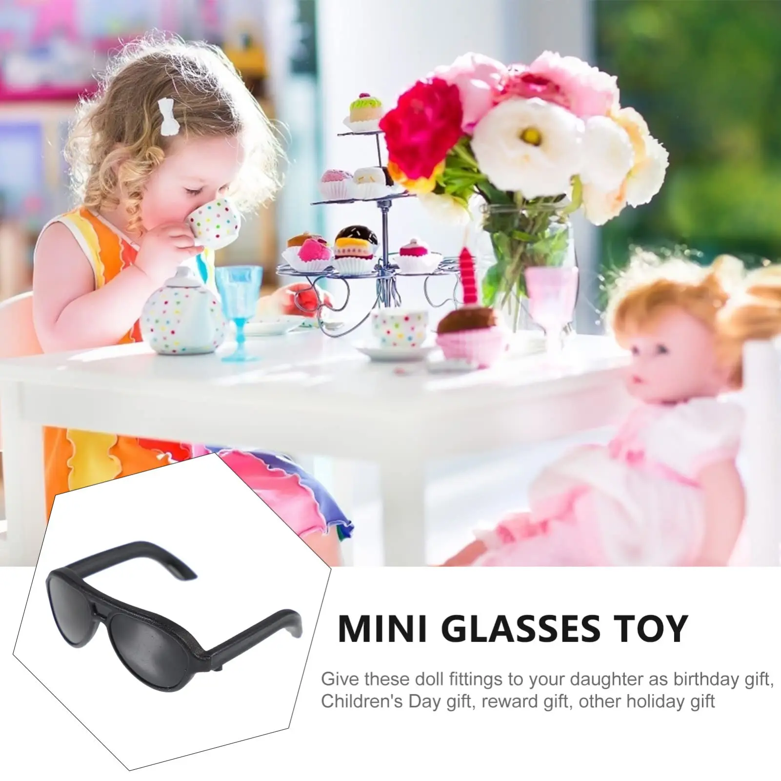 100pcs Doll Sunglasses, Miniature Sunglasses Mini Doll Costume Rubber Duck Accessories for Dollhouse Crafts 5