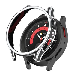 All-Around Protective Hard PC Bumper Shell for Galaxy Watch 5 40mm (Black-Silver)