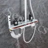 White Piano Thermostatic Shower System for Ambient Lighting Led Disgital Bathroom Shower Set Hot Cold Piano Bathroom Faucets 2