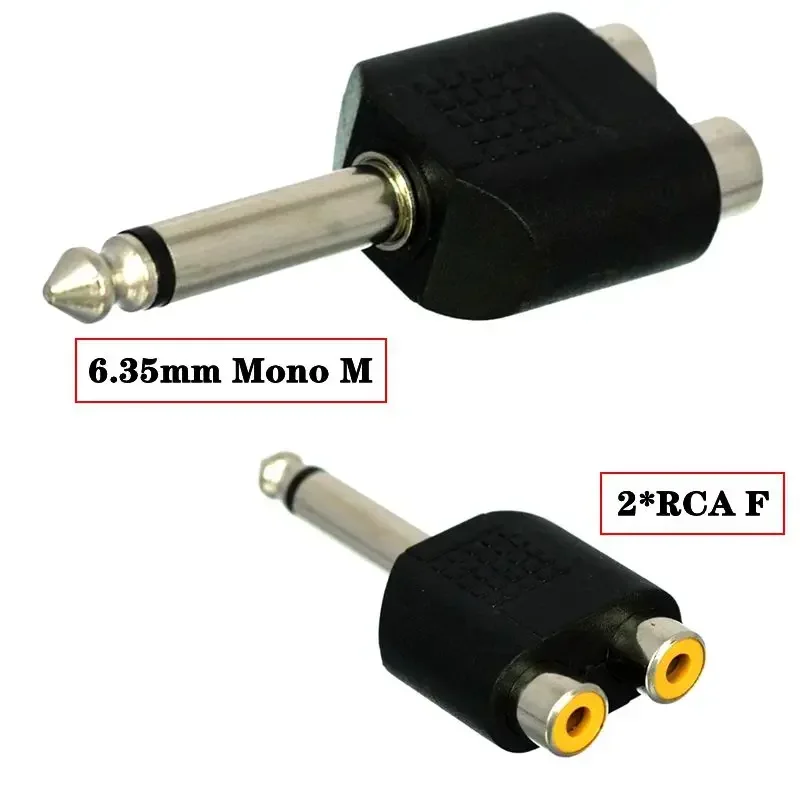 Premium Audio Adapter - Dual RCA to 6.35mm Female for Amplifier, Speaker, and Microphone Connection