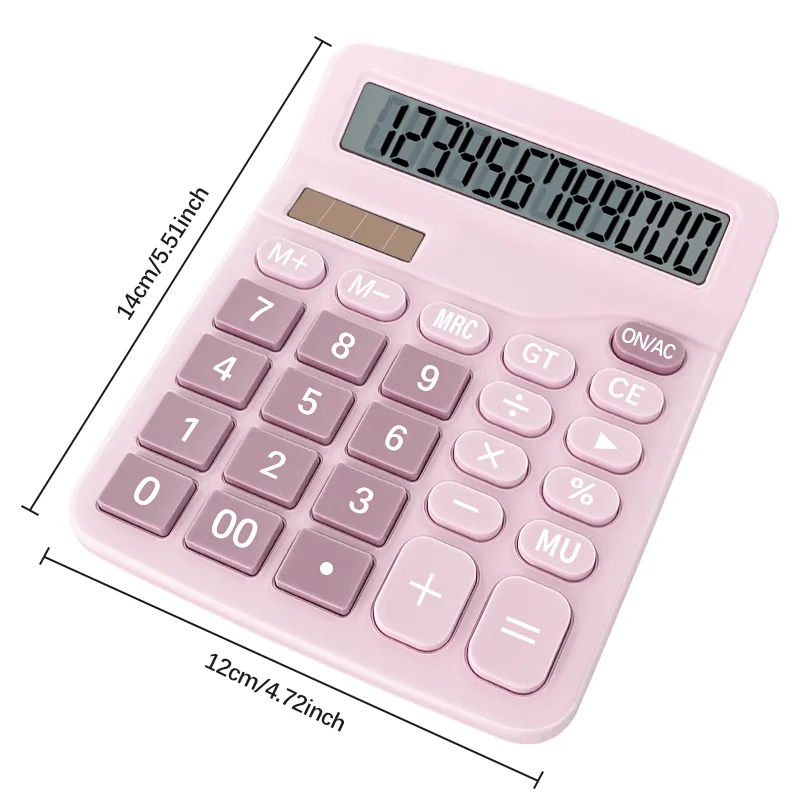 Electronic Calculator 12 Digits Electronic Calculator Solar Calculator Dual Power Supply Home Office School Financial Accounting