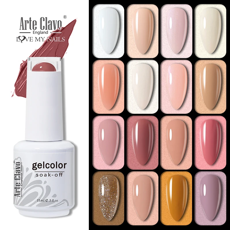 Arteclavo 15Ml Naakt Roze Kleuren Gel Nagellak Hybrid Gel Lak Nagellak Nieuwe Witte Nail Art Vernis Vernis uv Top Manicure Set