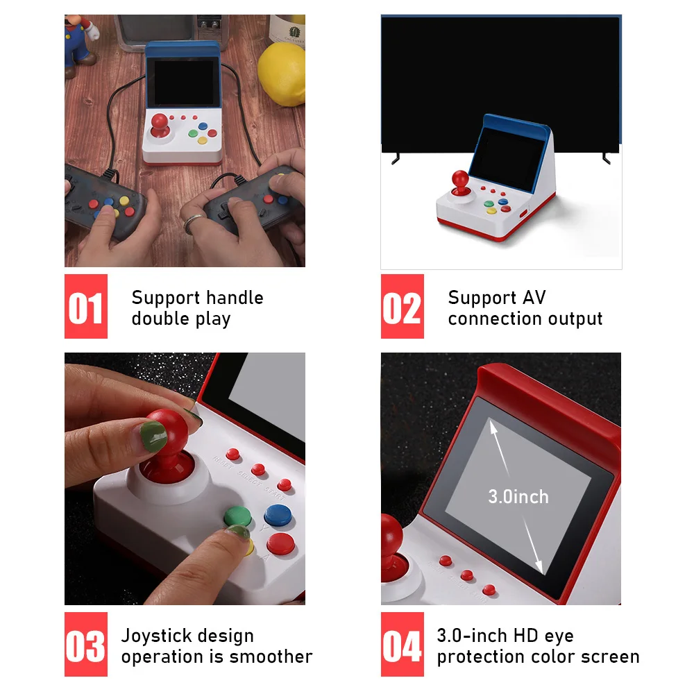 Mini Arcade Video Game Console De presente infantil Brinquedos 8 bits  Handheld Game Console Suporte TV Built-in 360 Retro Games (com duas alças)