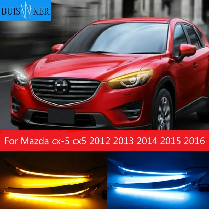 

1 пара дневные ходовые огни для Mazda cx-5 cx5 2012 2013 2014 2015 2016 светодиодные противотуманные фары светильник сигнал поворота желтый 12В противотуманный фонарь