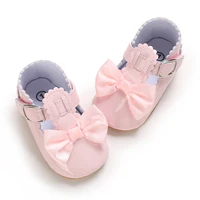 Baby Newborn Girl Princess Anti slip Bow Shoes Preschool Children's Soft PU Leather Walking Shoes Pink Series First Walking Shoe 3