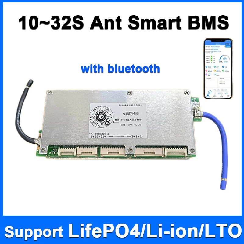

Ant Smart BMS with Bluetooth LifePO4 Li-ion LTO Battery Management System 10S 12S 14S 16S 18S 20S 22S 24S 26S 28S 30S 32S