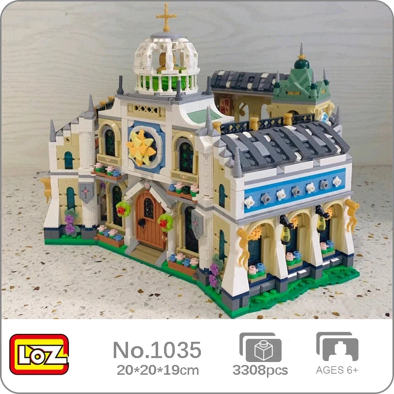 Loz 1035 World Architecture Wedding Church Chapel Castle Palace Tower Garden Mini Blocks Mattoni Building Toy For Children No Box