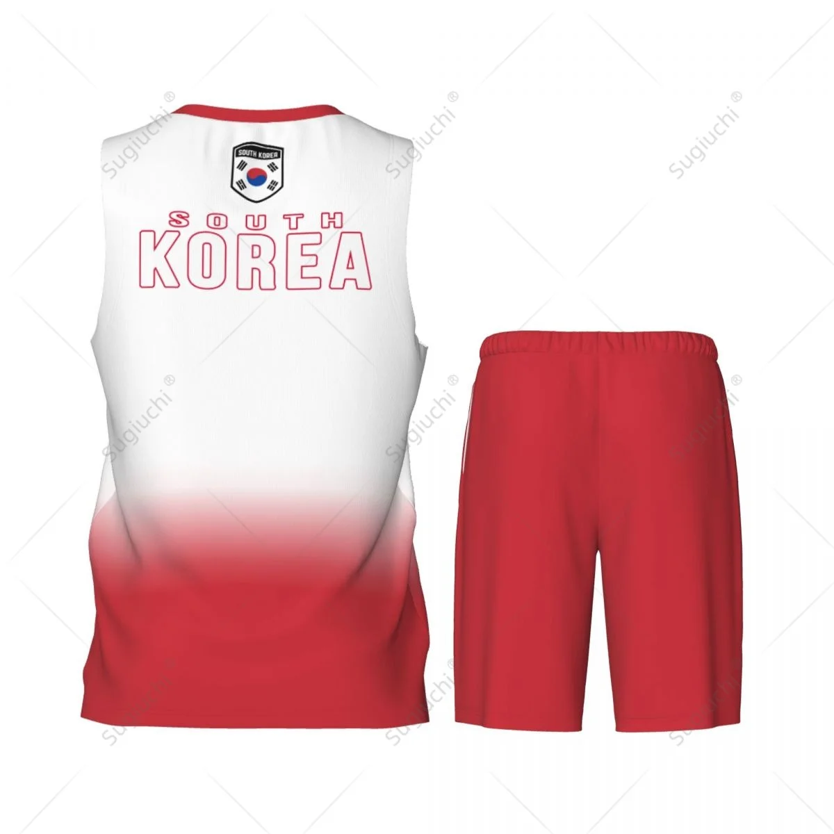 남자 한국 국기 농구 저지 세트 메쉬 셔츠 & 바지 민소매 독점 팀업 맞춤 이름 번호 유니섹스