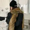 Luxury Fox Fur Collar For Women Long Strip Neck Fur Collar Soft Fluffy Scarves Solid Color Natural Fur Scarf Shawl Neck Warmer