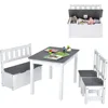 2 in 1 Kids Table and Chair Set, Wood Activity Table with Toy Storage Bench & 2 Chairs for Children Reading, Arts, Crafts 1