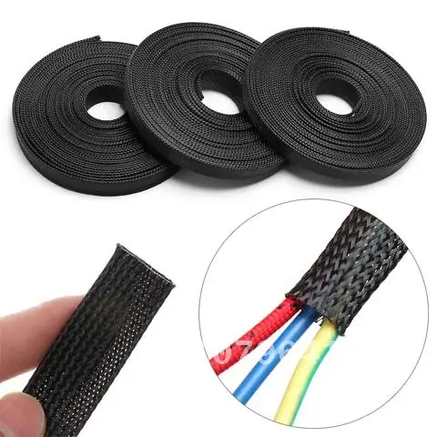

10M Flexible Black Insulated PET Braided Sleeve Wire Protect Diameter 2/4/6/8/10/12/15/20/25mm Cable Organizer Braid Sleeving