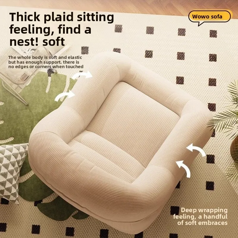 Lazy Tatami Sofa Trendy Single Seater For Bedroom Living Room Balcony French Compact Apartment Cozy Nook Casual Lounge Chair