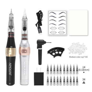 Set macchinetta per tatuaggi Microblading Sopracciglio Labbro PMU Pistola Penna Ago Trucco permanente Forniture professionali Forniture per tatuaggi per principianti