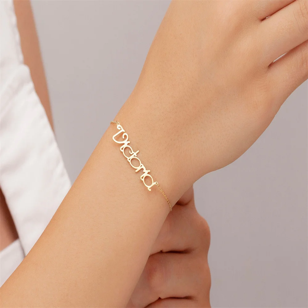 Personalized Name Bracelet Custom Couple Stainless Steel Best Friend Bracelets Baby Girl Personalized Valentines Day Gift