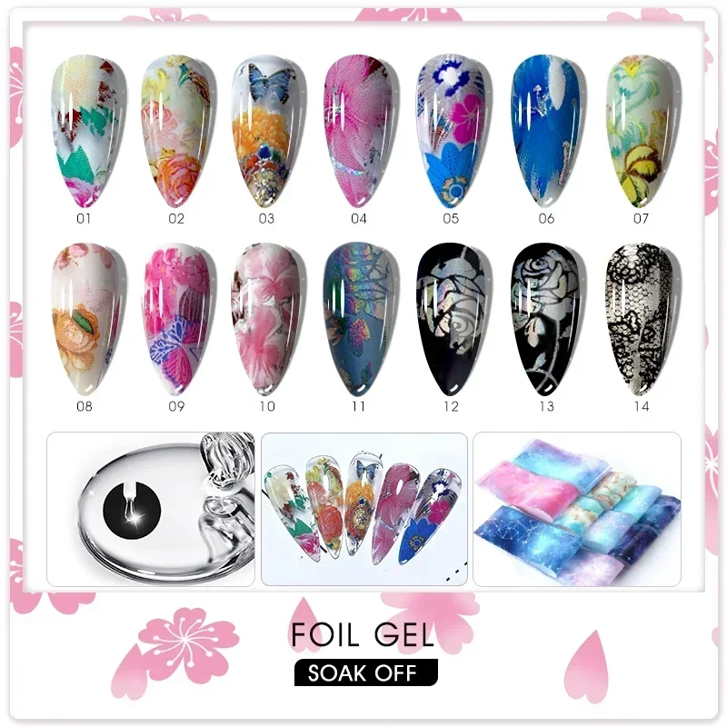 Cnails 손톱용 포일 젤, 접착제 베이스 코트, 흡수 제거 UV LED 탑 코트, 네일 아트 디자인, 매니큐어 포일 트랜스퍼 젤, 네일 광택제 바니시