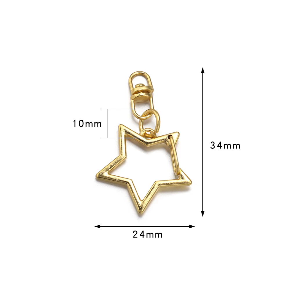 10 Stücke Legierung Stern Pentagramm Hohl Schlüsselanhänger Schwenk Karabinerverschluss fünfzackigen Stern DIY Schmuck Machen Schlüsselanhänger Liefert – Detail 1