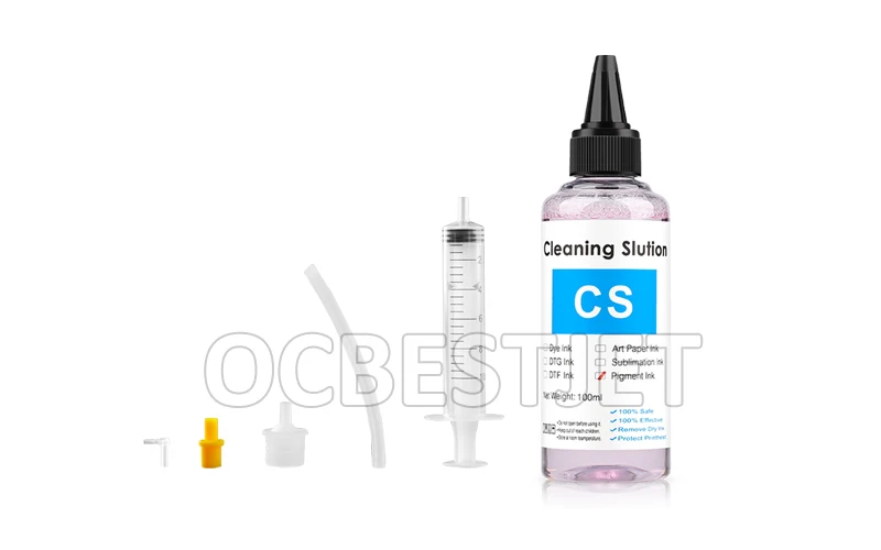 Description Picture 2 of item100ML Cleaning Liquid Kit For Epson HP Iconic Brand Brother Inkjet Printer Cleaning Solution For Dye Pigment Sublimation Ink Light pink