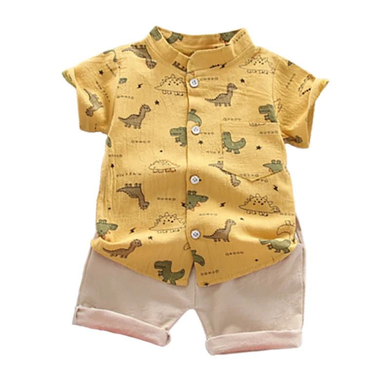 

Baby boy clothes 0-4Y summer short-sleeved shirt cotton boy suit cartoon dinosaur but short-sleeved shorts boy two-piece suit