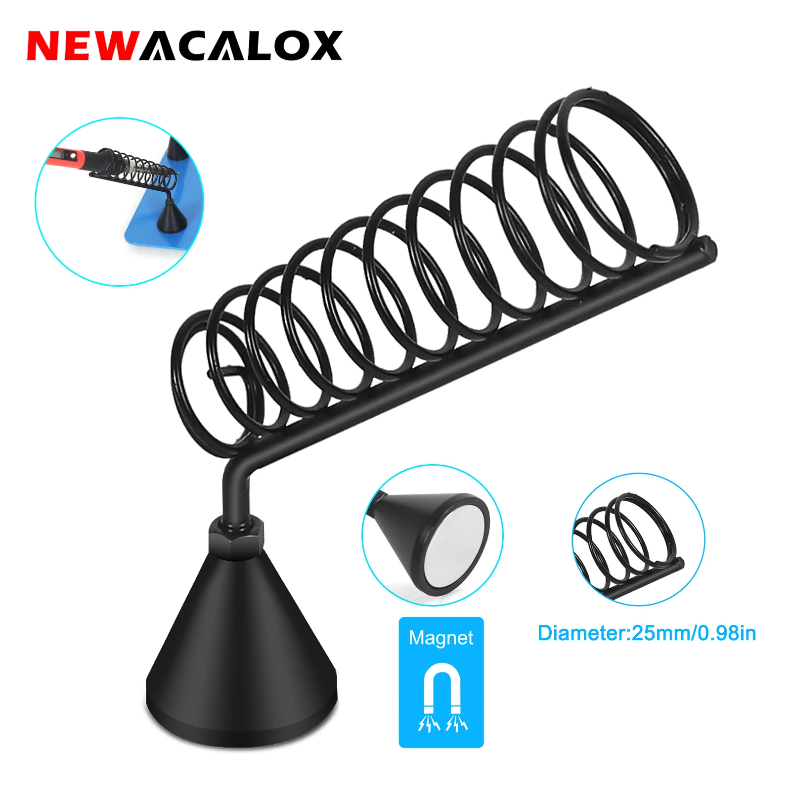 NEWACALOX Magnetic Base Soldering Iron Stand Holder Support Station Metal Steel Plate Base with Cleaning Sponge Repairing Tool