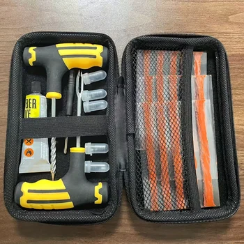 Kit di Riparazione per Tutti i Veicoli - Set Multi-Utensile con 5 Viti Autofilettanti e Colla per Gomme, Riparazione Portatile di Pneumatici a Fallo per Emergenze Stradali