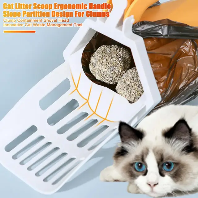 Cat Litter Shovel Scoop，with Trash Container，Cat Litter Shovel，Portable Poop Scooper，Kitty Litter Sifter，with Waste Dispenser 3