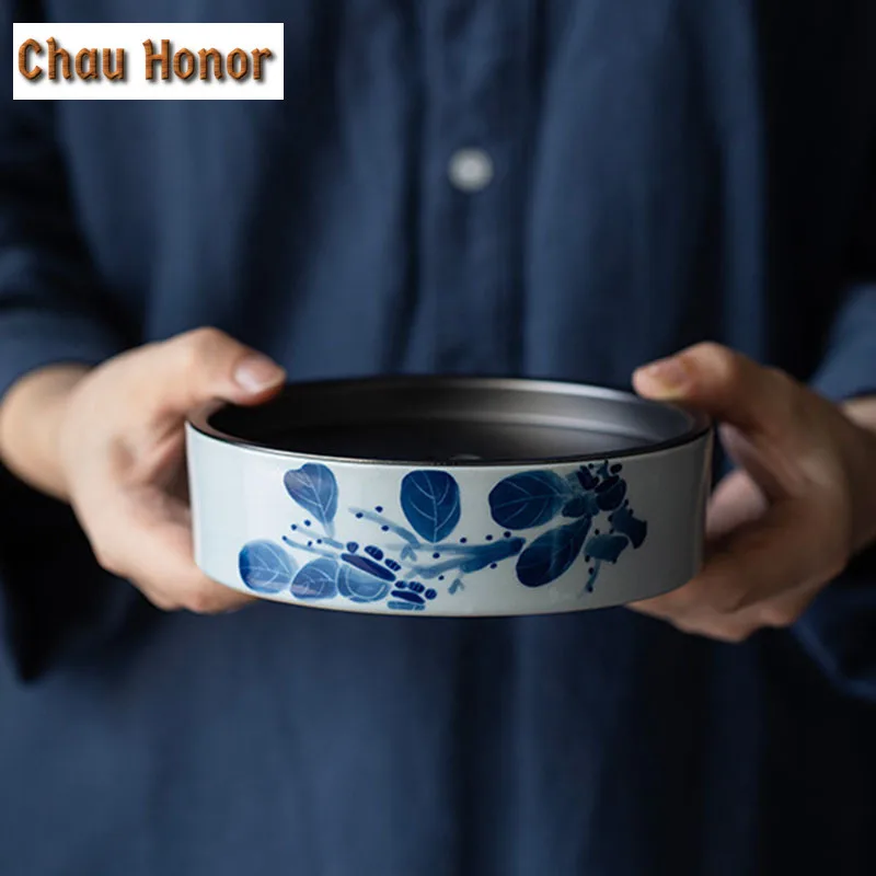 230ml Hand-painted Persimmon Ceramic Teapot Holder Blue And White Teapot Bearingr Water Storage Household Kung Fu Tea Accessorie