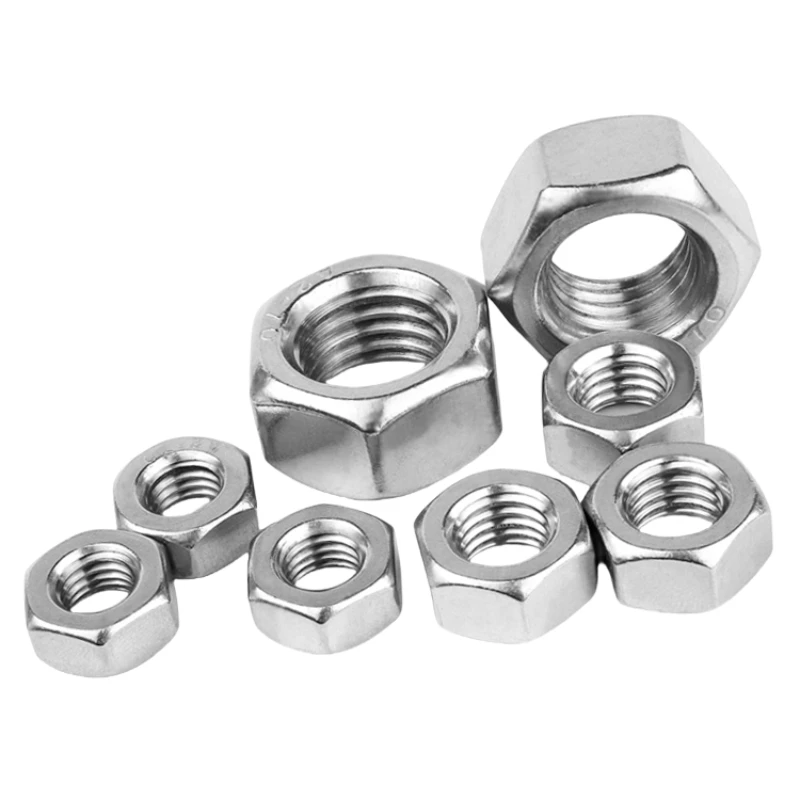 DIN934 Metric Hex Nuts M3 M4 M5 M6 M8 M10 M12 100 5Pcs 304 Stainless Steel Standard Nut for Bolt hexagon nuts