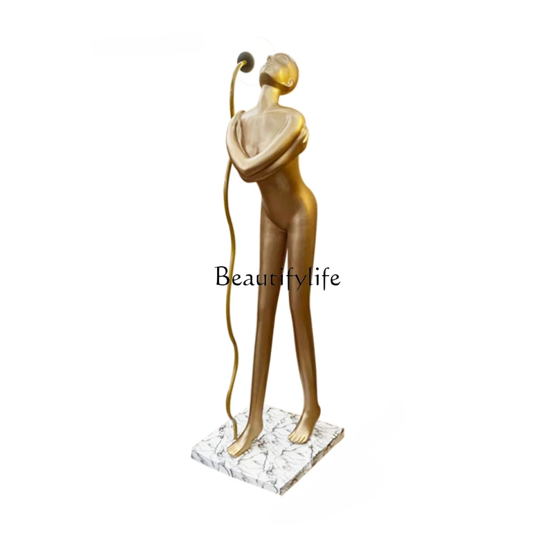 

Creative Human-Shaped Art Floor Sculpture Luminous Club Large FRP Figure Ornaments