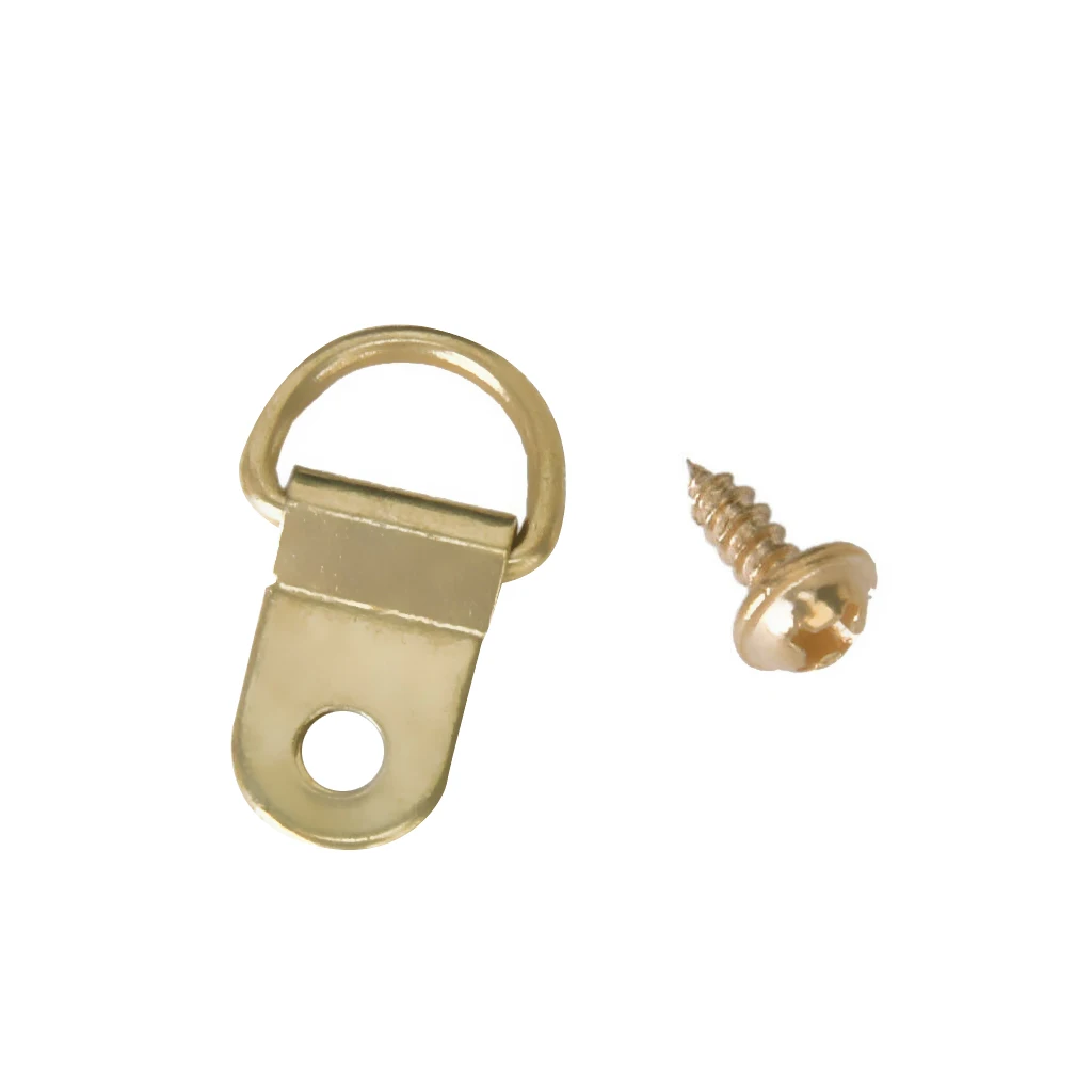 Dourado D-ring Quadro de Enquadramento Pendurado na Parede Ganchos Pintura a Óleo Foto Espelho Cabide com Parafusos Kit 50 Peças