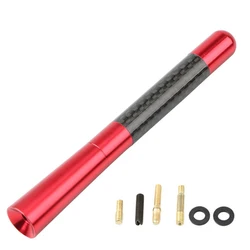 Universal Carbon Fiber Car Roof Antenna - Black Radio Aerial with FM/AM Reception (Red 12cm)