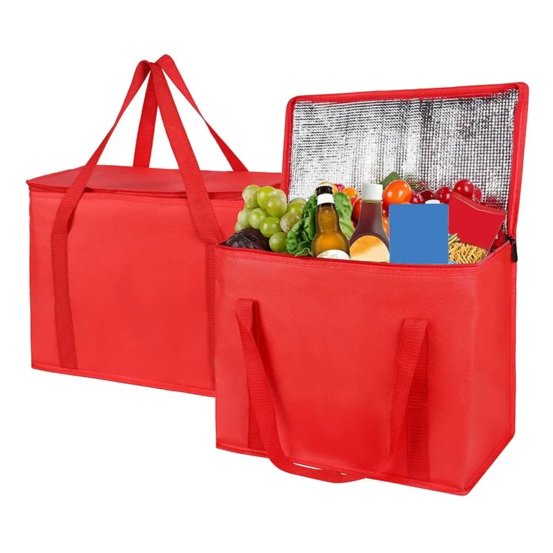Foldable Insulated Reusable Soft Cooler Bag with Large Capacity for Hot and Cold Food Delivery