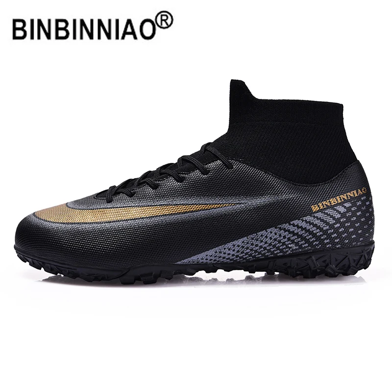 

BINBINNIAO Men Professional Football Boots TF AG Kids Boys Soccer Shoes Cleats Sport Sneakers size 35-45