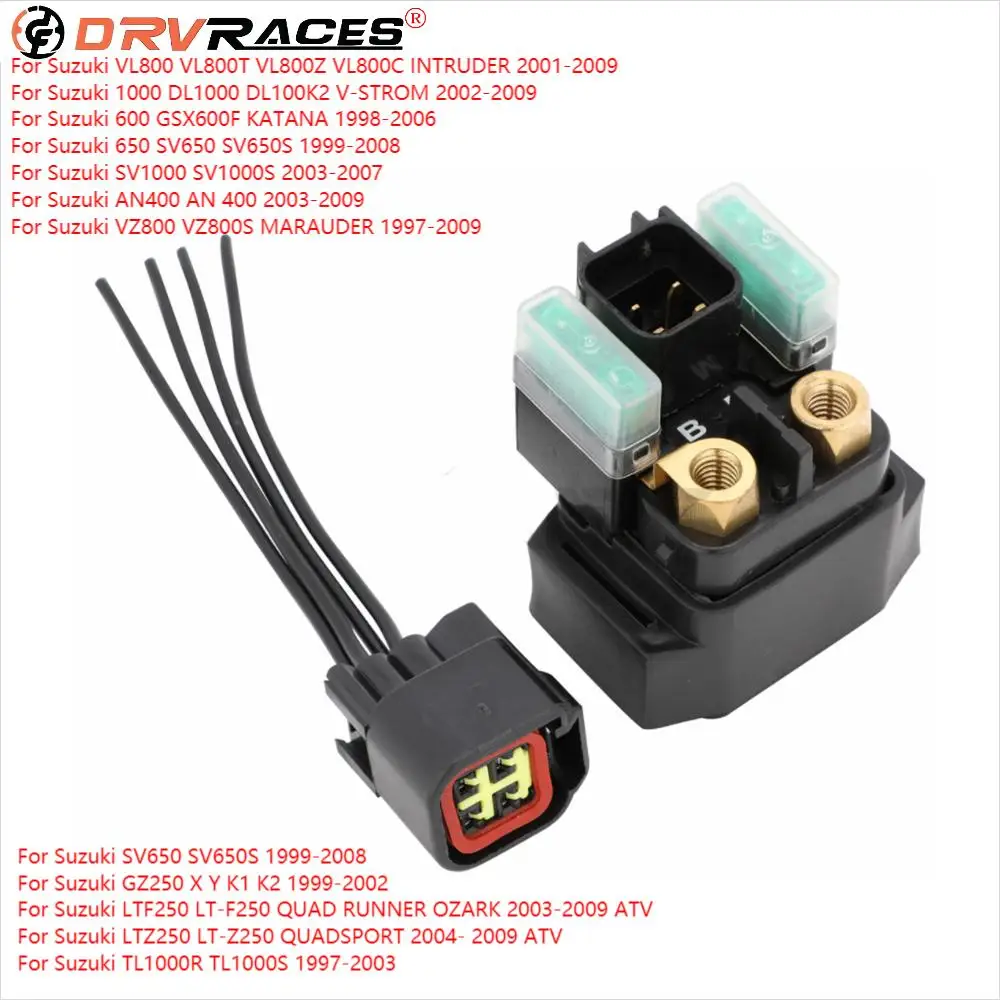 

Motorcycle Electrical Starter Solenoid Relay WIth Plug For Suzuki VL800 DL1000 GSX600F SV650 SV650S SV1000 SV1000S AN400 LTF250