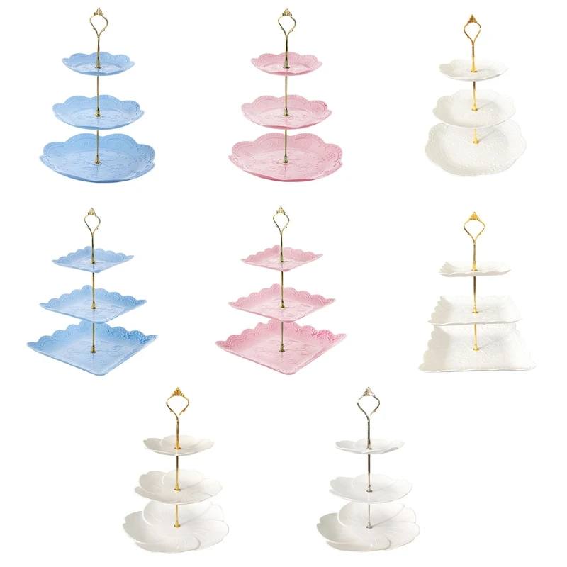 

Cake Stand 3 Tier Fruit Platter Removable Assemble Shelf Holder for Assorted Food Multiple Tiers Display Racks