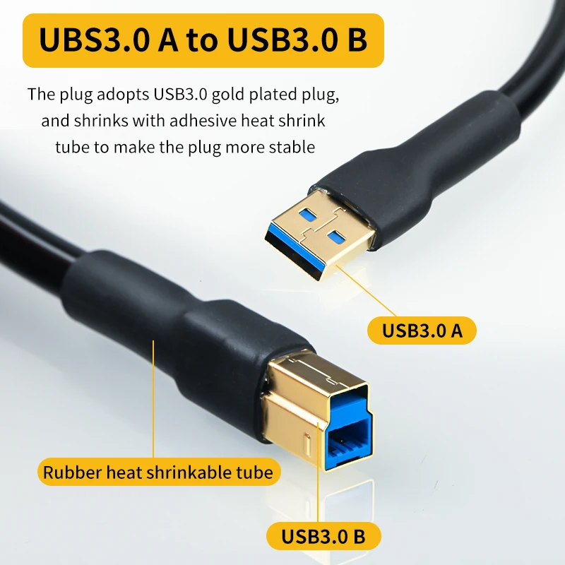 Xangsane sterling silver data type c decoding cable USB A- B 3.0/Micro B3.0 mobile hard disk high-speed DAC digital audio cable